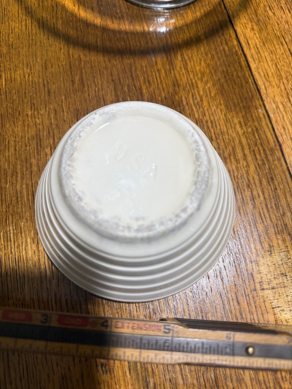 Vintage Bauer USA stoneware stained cream small cereal ribbed bee hive bowl - Picture 4 of 9